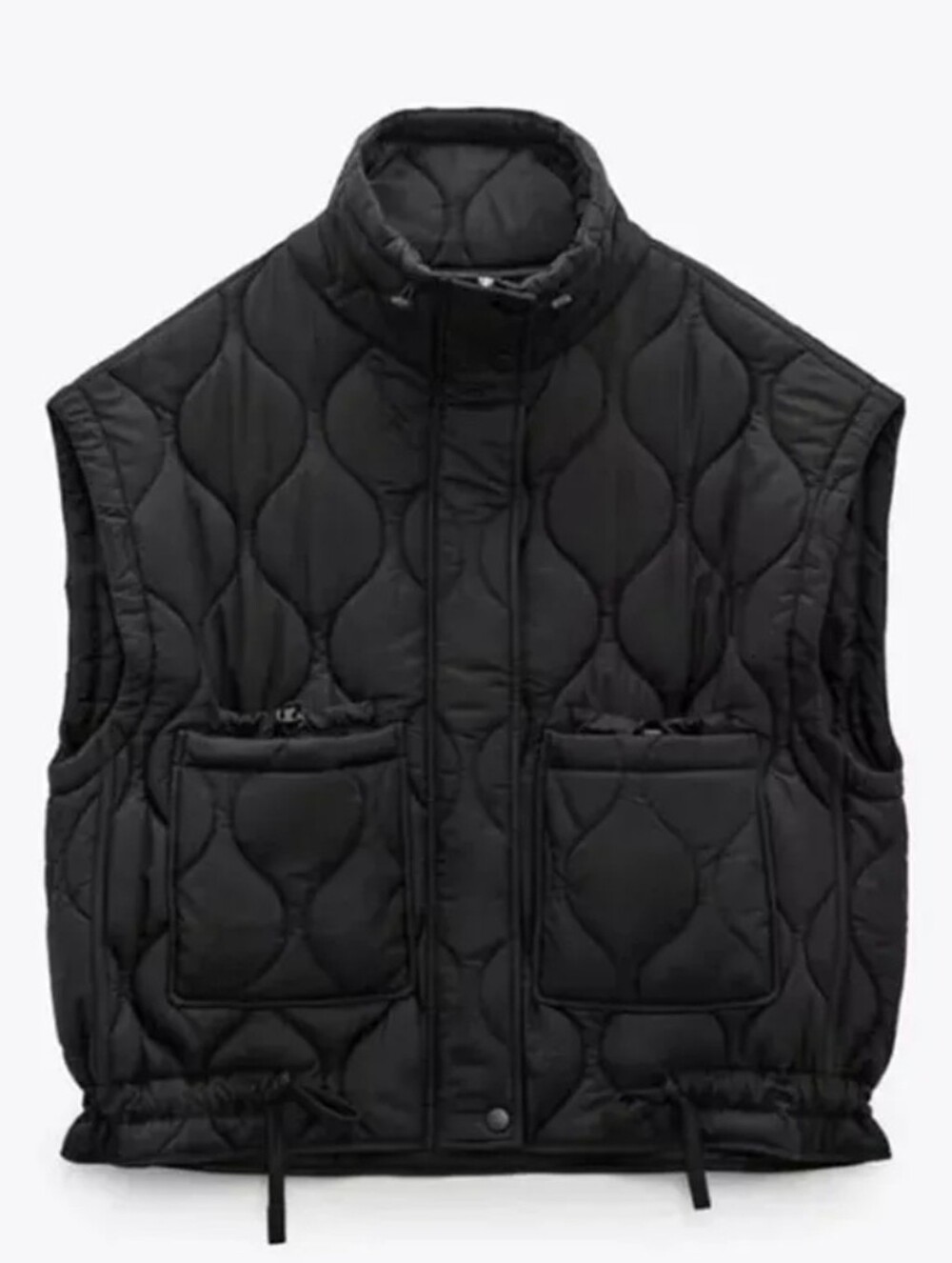 Cider Black Onion Quilted Drawstring Gilet Vest - XL